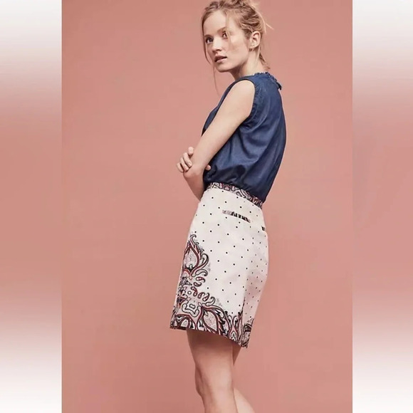 Anthropologie Holding Horses Adele Polka Dot Paisley Skirt Size 6 S Small - Picture 5 of 6